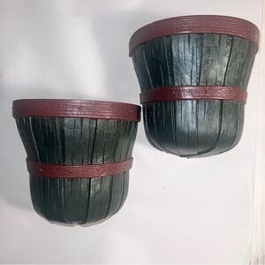 Two Vintage Wall Pockets Bushel Basket Look
